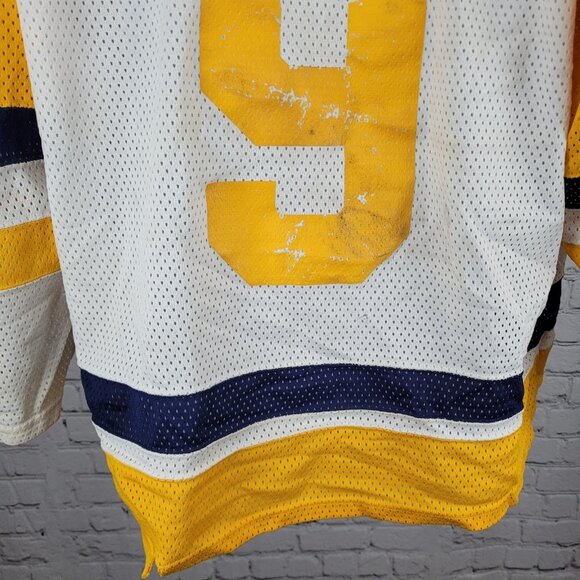 Oshawa Saints Dwyer #9 White Yellow Navy Long Sleeve Hockey Jersey XXL - Picture 6 of 13